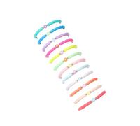 COLORFUL BLING 5-12Pcs Bohemian Love Heart Bead Bracelets for Women Vinyl Disc Heishi Surfer Stackable Stretch Bracelet Summer Beach Boho Jewelry, 6.27 inches, beads, bead