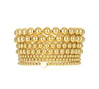 COLORFUL BLING 5-7Pcs Layered Bohemia Stackable Bracelets Set Indian Gold Bead Ball Stretch Bracelet Friendship Boho Jewelry for Women, One Size, metal, alloy