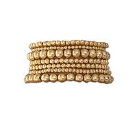 COLORFUL BLING 5-7Pcs Layered Bohemia Stackable Bracelets Set Indian Gold Bead Ball Stretch Bracelet Friendship Boho Jewelry for Women, One Size, Metal, alloy