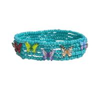 COLORFUL BLING 5PCS Butterfly Charm Bracelets Beaded Stackable Stretch Bracelets Friendship Jewelry, 1, Resin, no gemstone
