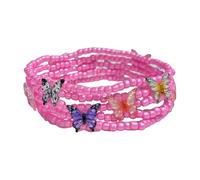 COLORFUL BLING 5PCS Butterfly Charm Bracelets Beaded Stackable Stretch Bracelets Friendship Jewelry, 1, Resin, no gemstone
