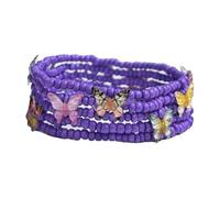COLORFUL BLING 5PCS Butterfly Charm Bracelets Beaded Stackable Stretch Bracelets Friendship Jewelry, 1, Resin, no gemstone