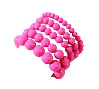 COLORFUL BLING 5Pcs Hot Pink Round Bead Bracelet Set Lightweight Bright Pink Beaded Stretch Stackable Resin Bracelet Fashion Jewelry for Women, Resin, resin