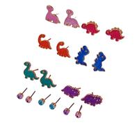 COLORFUL BLING 6 Pairs Dinosaur Earrings for Women Cute Colorful Shiny Dinosaur Stud Earrings Set Friendship Jewelry Gift for Women