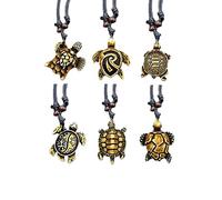 COLORFUL BLING 6Pcs Handmade Carved Sea Turtles Tortoises Pendant Necklaces Rope Chain Resin Beach Ocean Animals Necklace Jewelry for Mens, Resin, resin