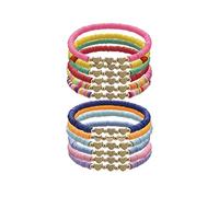 COLORFUL BLING 6Pcs/Pack Gold Beaded Bracelet Rainbow Vinyl Disc Ball Srting Stretch Heart Shaped Bracelets Cuff Bangle Set for Women Girls Jewelry, beads, bead