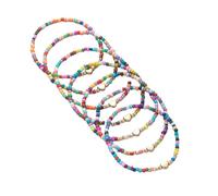 COLORFUL BLING 7 Pcs Multi-layered Heart Seed Beaded Bracelet For Women BFF Adjustable Heart Clay Beads Bracelet Set for Women Summer Beach Holiday Gifts Jewelry