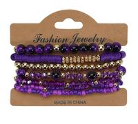 COLORFUL BLING 7Pcs Boho Multilayer Crystal Beaded Bracelets for Men Women Stackable Beaded Bracelets Summer Beach Boho Vacation Jewelry Gift for Women