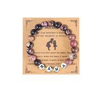 COLORFUL BLING 8mm Natural Stone Mama Brass Beaded Stretch Adjustable Bracelet with Meaningful Card Inspirational Mother’s Day Love for Women Anniversary Infinity Matching, Metal bead, stone