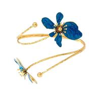 COLORFUL BLING Adjustable Gold Flower Floral Arm Cuff Bracelet Bangle Armband Upper for Women Statement Arm Jewelry Gift-I blue