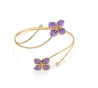 COLORFUL BLING Adjustable Gold Flower Floral Arm Cuff Bracelet Bangle Armband Upper for Women Statement Arm Jewelry Gift-C purple