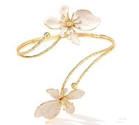 COLORFUL BLING Adjustable Gold Flower Floral Arm Cuff Bracelet Bangle Armband Upper for Women Statement Arm Jewelry Gift-H white-1
