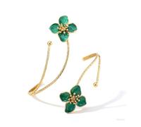 COLORFUL BLING Adjustable Gold Flower Floral Arm Cuff Bracelet Bangle Armband Upper for Women Statement Arm Jewelry Gift-A green