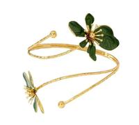 COLORFUL BLING Adjustable Gold Flower Floral Arm Cuff Bracelet Bangle Armband Upper for Women Statement Arm Jewelry Gift-G dark green