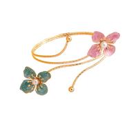 COLORFUL BLING Adjustable Gold Flower Floral Arm Cuff Bracelet Bangle Armband Upper for Women Statement Arm Jewelry Gift, Regular, Metal, no gemstone