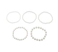 COLORFUL BLING Adjustable Imitated Pearl Stackable Stretch Bracelet Set Beaded Heart Strand Bracelet for Women Bridal Bridesmaids Wrap Bangle Wedding Jewelry, adjustable, Beads, no gemstone