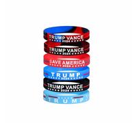 COLORFUL BLING American Flag Silicone Rubber Bracelets Vote USA Election Rubber Bracelets Take America Back Wristbands Trump Vance Bracelet Independence Day Gifts, 1, Resin, no gemstone