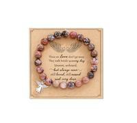 COLORFUL BLING Angel Natural Stone Beaded Strand Adjustable Bracelet with Meaningful Card Inspirational for Women Jewelry Gifts Wristbands Faith Memorial Sympathy Religious, S, Metal, metal