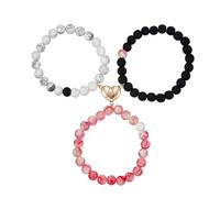 COLORFUL BLING BFF 3 Mother Daughter Bracelets, Cross Butterfly Heart Charm Bracelet for Men and Women, Love Heart Matching Strand Bracelets, Friendship Jewellery, Gifts, Glass enamel, Agate