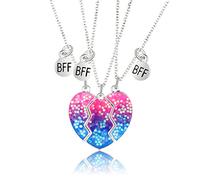COLORFUL BLING BFF Gift 2Pcs Lovely Ghost Avocado Whale Dophin Alpaca Love Heart Pendant Necklace Set Matching Necklace for Sisters, 1, Resin, No Gemstone