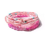 COLORFUL BLING Bohemian Crystal Beaded Bracelets Set Multilayer Stackable Bracelets Boho Charms Stretch Bracelet Handmade Multicolor Crystal Beaded Bangles Strand Bracelet Set, Resin, zircon gemstone