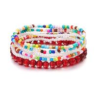 COLORFUL BLING Bohemian Crystal Beaded Bracelets Set Multilayer Stackable Bracelets Boho Charms Stretch Bracelet Handmade Multicolor Crystal Beaded Bangles Strand Bracelet Set, Resin, zircon gemstone