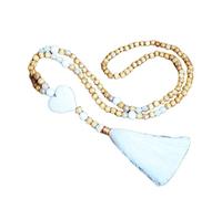 COLORFUL BLING Bohemian Natural Wooden Long Tassel Fringe Strand Necklace Handmade Ethnic Peace Heart Cross Pendant Beaded Necklace for Women Sweater Chain Jewelry, Long, Metal, beads