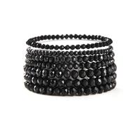 COLORFUL BLING Bohemian Stackable Bead Bracelets Set for Women Layered Multicolor Stretch Beaded Stacking Strand Wrap Bracelets Shiny Crystal Statement Jewelry, adjustable, beads, no gemstone