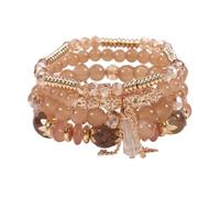COLORFUL BLING Bohemian Stackable Beaded Bracelets Set for Women Multilayer Butterfly Stretch Natrual Stone Bead Bracelet Vintage Boho Stacking Bracelets Summer Beach Jewelry Gift, Regular, Crystal
