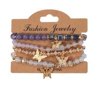 COLORFUL BLING Bohemian Stackable Beaded Bracelets Set for Women Multilayer Butterfly Stretch Natrual Stone Bead Bracelet Vintage Boho Stacking Bracelets Summer Beach Jewelry Gift, Regular, Crystal