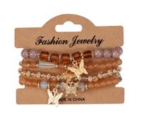 COLORFUL BLING Bohemian Stackable Beaded Bracelets Set for Women Multilayer Butterfly Stretch Natrual Stone Bead Bracelet Vintage Boho Stacking Bracelets Summer Beach Jewelry Gift, Regular, Crystal