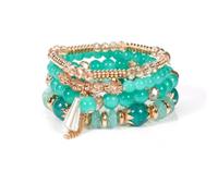 COLORFUL BLING Bohemian Stackable Beaded Bracelets Set for Women Multilayer Butterfly Stretch Natrual Stone Bead Bracelet Vintage Boho Stacking Bracelets Summer Beach Jewelry Gift, Regular, Crystal