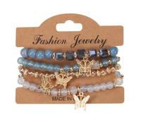 COLORFUL BLING Bohemian Stackable Beaded Bracelets Set for Women Multilayer Butterfly Stretch Natrual Stone Bead Bracelet Vintage Boho Stacking Bracelets Summer Beach Jewelry Gift, Regular, Crystal