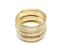 COLORFUL BLING Boho Indian Gold Chunky Stackable Bracelets Set Punk Layered Beads Seed Crystal Cable Wrap Bangles Stacking Bracelet for Women Bohemian Jewelry, adjustable, Metal, beads