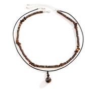 COLORFUL BLING Boho Layered Necklace for Women Coconut Shell Beads & Tigers Eye Stone Necklace for Men Hawaiian Summer Beach Surfer Jewelry