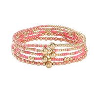 COLORFUL BLING Boho Multicolor Stackable Beaded Bracelets Layered Gold Beaded Stretch Bracelets for Women, 5 UK, Acrylic, no gemstone