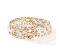 COLORFUL BLING Boho Multicolor Stackable Beaded Bracelets Layered Gold Beaded Stretch Bracelets for Women, 5 UK, Acrylic, no gemstone