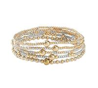 COLORFUL BLING Boho Multicolor Stackable Beaded Bracelets Layered Gold Beaded Stretch Bracelets for Women, 5 UK, Acrylic, no gemstone