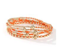 COLORFUL BLING Boho Multicolor Stackable Beaded Bracelets Layered Gold Beaded Stretch Bracelets for Women, 5 UK, Acrylic, no gemstone