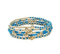 COLORFUL BLING Boho Multicolor Stackable Beaded Bracelets Layered Gold Beaded Stretch Bracelets for Women, 5 UK, Acrylic, no gemstone