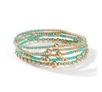 COLORFUL BLING Boho Multicolor Stackable Beaded Bracelets Layered Gold Beaded Stretch Bracelets for Women, 5 UK, Acrylic, no gemstone