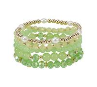 COLORFUL BLING Boho Stackable Beaded Bracelets Set Layered Crystal Glass Beads Elastic Stretch Bracelets for Women Summer Beach Jewelry, S, Metal, no gemstone