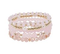 COLORFUL BLING Boho Stackable Beaded Bracelets Set Layered Crystal Glass Beads Elastic Stretch Bracelets for Women Summer Beach Jewelry, S, Metal, no gemstone