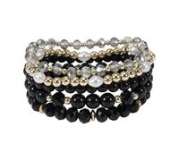 COLORFUL BLING Boho Stackable Beaded Bracelets Set Layered Crystal Glass Beads Elastic Stretch Bracelets for Women Summer Beach Jewelry, S, Metal, no gemstone