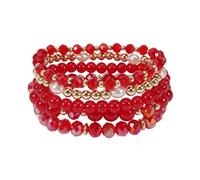 COLORFUL BLING Boho Stackable Beaded Bracelets Set Layered Crystal Glass Beads Elastic Stretch Bracelets for Women Summer Beach Jewelry, S, Metal, no gemstone