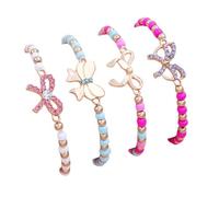 COLORFUL BLING Bow Beaded Stretch Bracelets Set Dopamine Butterfly Rhinestone Stackable Matching Friendship Wrist Jewelry Gift for Women, Rhinestone, Agate