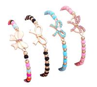 COLORFUL BLING Bow Beaded Stretch Bracelets Set Dopamine Butterfly Rhinestone Stackable Matching Friendship Wrist Jewelry Gift for Women, Rhinestone, Agate
