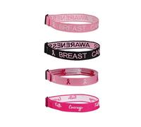 COLORFUL BLING Breast Cancer Awareness Bracelets Pink Ribbon Hope Faith Wristbands Adjustable Inspirational Bracelets for Women Supplies Favors Pink Party, 1, Resin, no gemstone