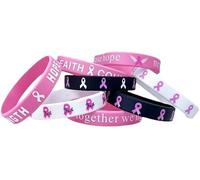 COLORFUL BLING Breast Cancer Awareness Bracelets/Rubber Medical Awareness Emergency Wristband/Hope Faith Strength Courage Accessories Wristbands/Pink Ribbon Camo Silicone for Women Supplies Favors, 1