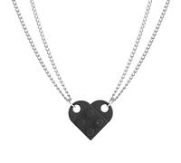 COLORFUL BLING Bricks Assembled Pendant Necklace Heart Shape Matching Geometric Block Charms Valentines Day Friendship Creative Jewelry Gift for Couple Lover Best Friends, Acrylic, Rhinestone